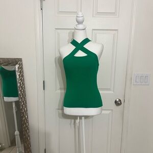 Skies Are Blue Vibrant Green crossing straps Tank Top